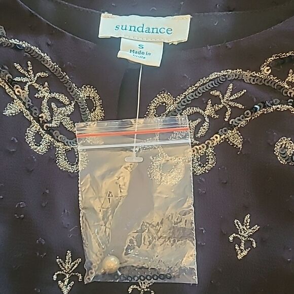Sundance Catalog Princess Dreams Velvet Tunic Black & Metallic Embroidered Sz S - Picture 11 of 12